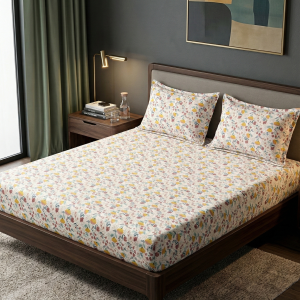 King Size Twill BedSheet with Two Pillow Cover