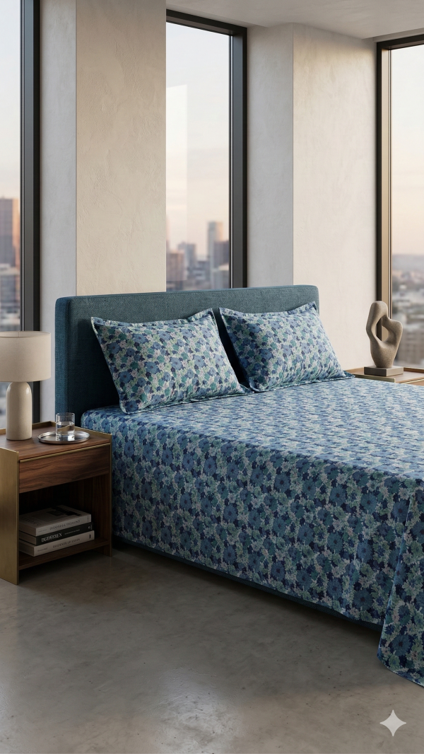 King Size Twill BedSheet with Two Pillow Cover