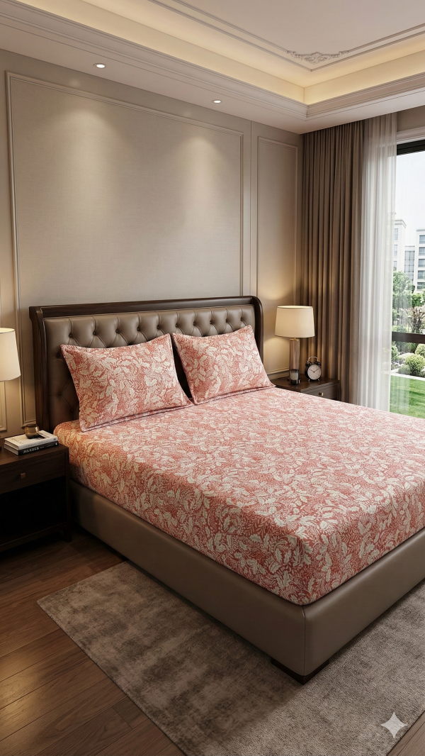 King Size Twill BedSheet with Two Pillow Cover